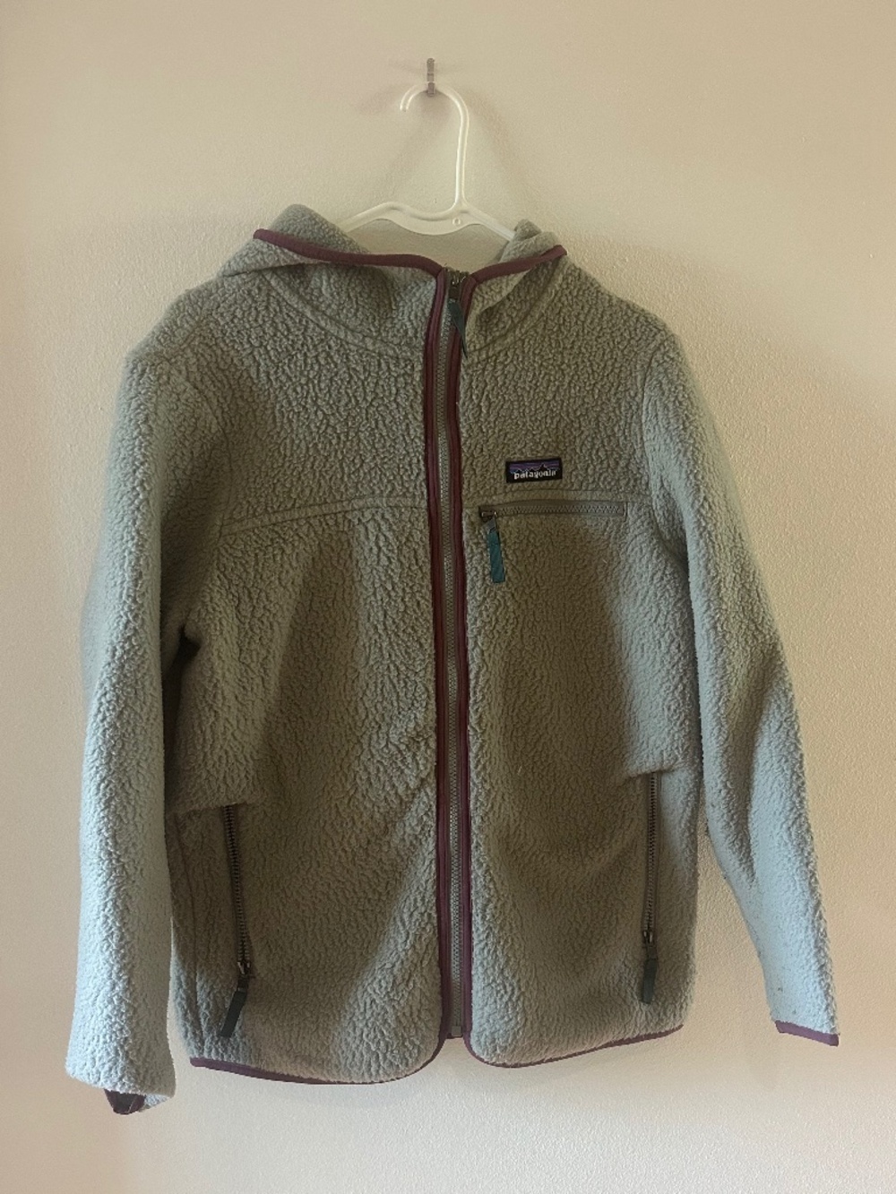Patagonia Retro Pile Fleece Jacket — Grey/Plum, Size M